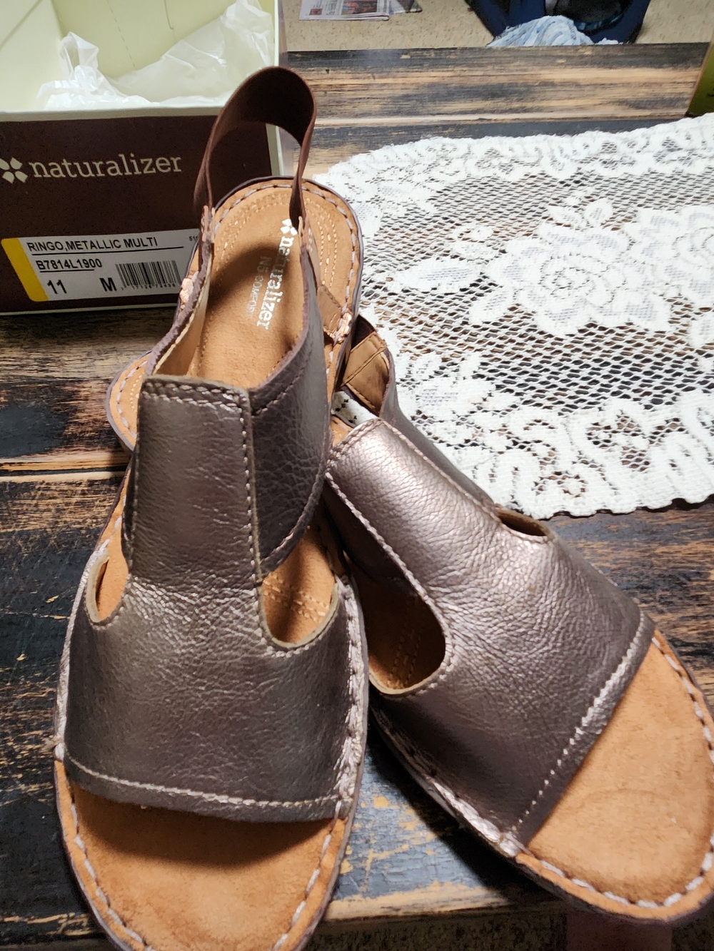 Naturalizer Ringo Metallic Multi Leather Slingback Sandals NIB 11M